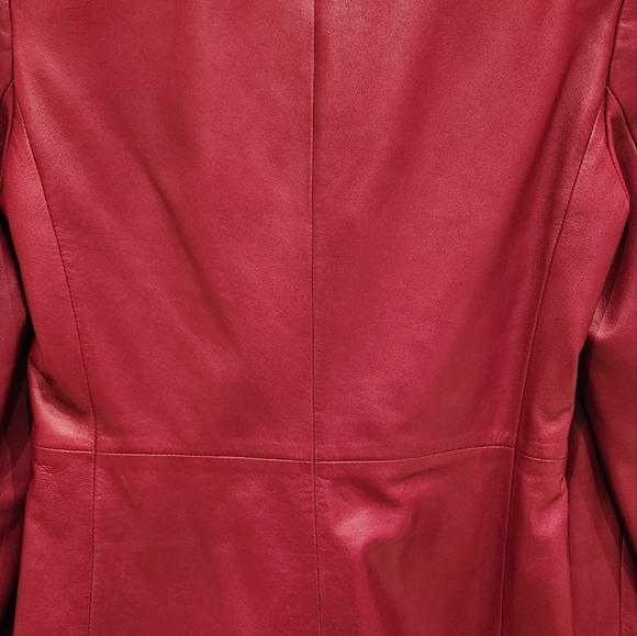 Max Mara Leather Jacket Red, Size 4 - Picture 5 of 12